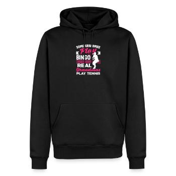 Real Grannies Play Tennis Players - Men’s Premium Organic Hoodie - black - Front - Nico (187cm)