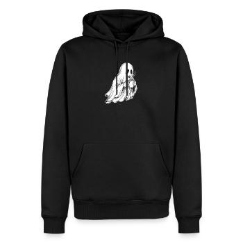 Ghost with coffee cup illustration - Men’s Premium Organic Hoodie - black - Front - Nico (187cm)
