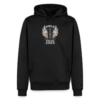 Vintage Rockin' Since 2003 – 22 ans de rythme - Sweat à capuche Premium bio Homme - noir - Devant - Nico (187cm)
