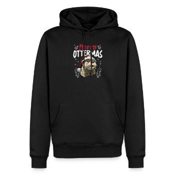 Joyeux Noël avec motif de loutre drôle - Sweat à capuche Premium bio Homme - noir - Devant - Nico (187cm)