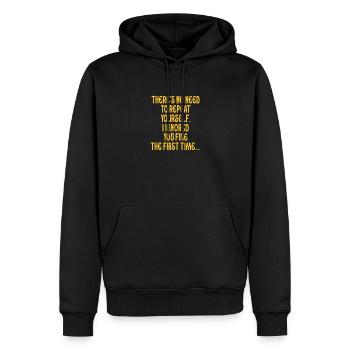 Il n’est pas nécessaire de se répéter - Sweat à capuche Premium bio Homme - noir - Devant - Nico (187cm)