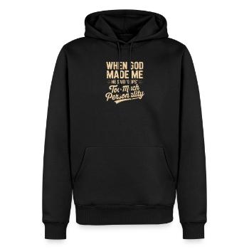 Quand Dieu m’a fait, il a dit Oups chrétien - Sweat à capuche Premium bio Homme - noir - Devant - Nico (187cm)
