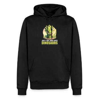 Dino Saurier Dinosaurier - Männer Premium Bio Hoodie - Schwarz - Vorne - Nico (187cm)