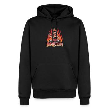  BBQUEEN Grill Königin Mit Krone Flammen Und - Männer Premium Bio Hoodie - Schwarz - Vorne - Nico (187cm)