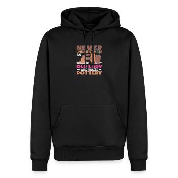 Unterschätze Nie Eine Alte Dame Die Töpfert - Männer Premium Bio Hoodie - Schwarz - Vorne - Nico (187cm)
