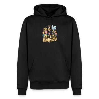 Je suis abeille incroyable abeille mignonne avec couronne et - Sweat à capuche Premium bio Homme - noir - Devant - Nico (187cm)