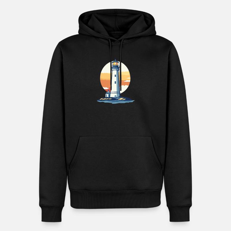 Phare au coucher du soleil - Sweat à capuche Premium bio Homme - noir