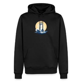 Lighthouse at sunrise - Men’s Premium Organic Hoodie - black - Front - Nico (187cm)