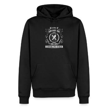Chauffagiste Plombier Plombier de construction chauffage - Sweat à capuche Premium bio Homme - noir - Devant - Nico (187cm)