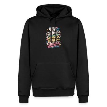 Surfer Ma copine surfe mieux que la tienne Surf - Sweat à capuche Premium bio Homme - noir - Devant - Nico (187cm)
