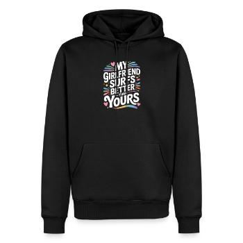 Surfer Ma copine surfe mieux que la tienne Surf - Sweat à capuche Premium bio Homme - noir - Devant - Nico (187cm)