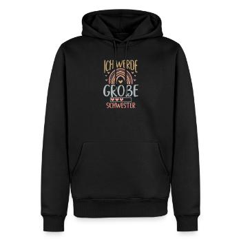 Grande soeur arc-en-ciel frère ou sœur bébé - Sweat à capuche Premium bio Homme - noir - Devant - Nico (187cm)