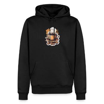 Kaffee - Männer Premium Bio Hoodie - Schwarz - Vorne - Nico (187cm)