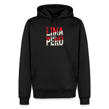 Lima Peru Retro Schriftzug - Männer Premium Bio Hoodie - Schwarz - Vorne - Nico (187cm)