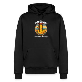 Gummienten-Crew genießt Kreuzfahrt - Männer Premium Bio Hoodie - Schwarz - Vorne - Nico (187cm)
