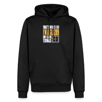 Powered by Glass Retro Window Worker Glazier Pride - Men’s Premium Organic Hoodie - black - Front - Nico (187cm)