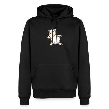 Lustiges Schaf beim Laufen - Männer Premium Bio Hoodie - Schwarz - Vorne - Nico (187cm)