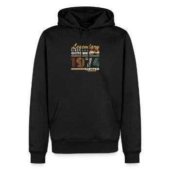 Octobre 1974 Vinatge Retro Cadeau Anniversaire - Sweat à capuche Premium bio Homme - noir - Devant - Nico (187cm)