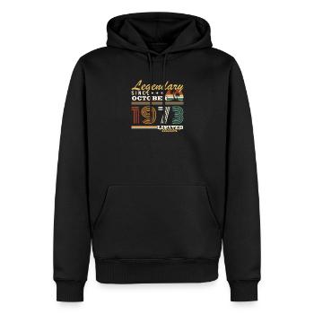 Octobre 1973 Vinatge Retro Cadeau Anniversaire - Sweat à capuche Premium bio Homme - noir - Devant - Nico (187cm)