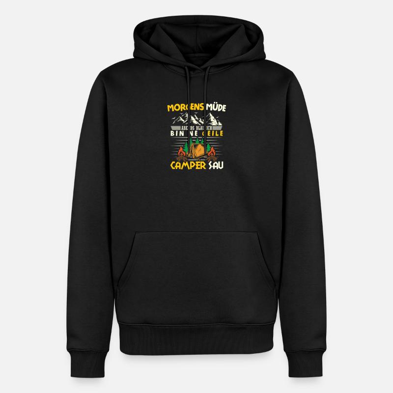 Camper Camping Wohnwagen Spruch - Männer Premium Bio Hoodie - Schwarz