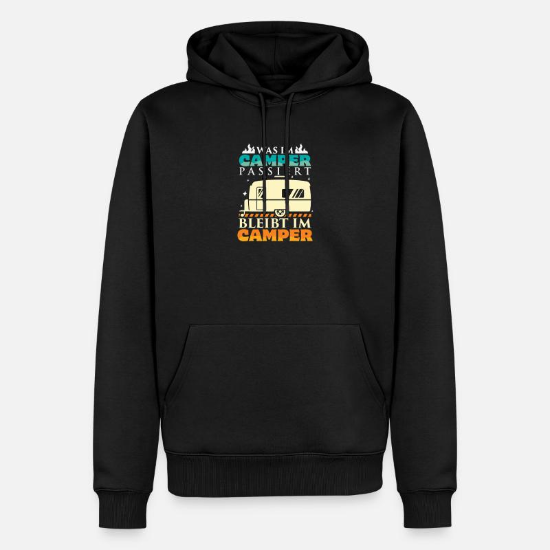 Camper Camping Wohnwagen Spruch - Männer Premium Bio Hoodie - Schwarz