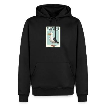 Je recherche une mouette avec des frites - Sweat à capuche Premium bio Homme - noir - Devant - Nico (187cm)