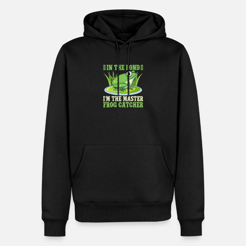 Attrape-grenouilles dans l'étang Maître attrape-grenouilles - Sweat à capuche Premium bio Homme - noir