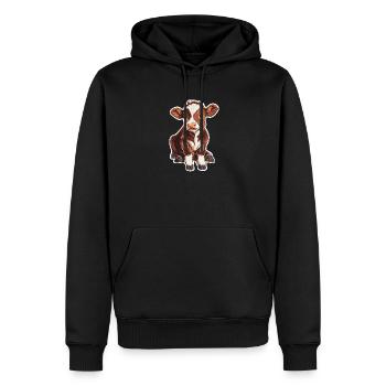 Vache - Sweat à capuche Premium bio Homme - noir - Devant - Nico (187cm)