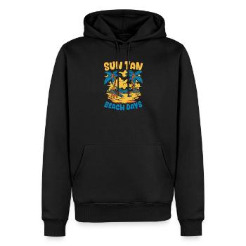 Été graphique fleur soleil plage vacances - Sweat à capuche Premium bio Homme - noir - Devant - Nico (187cm)