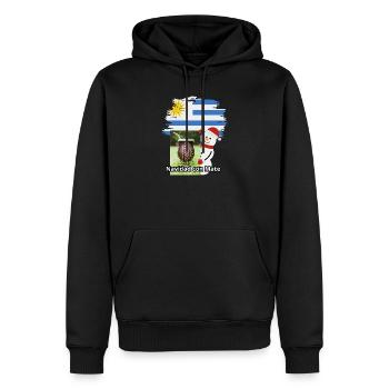Weihnachtsfeier mit Mate und Schneemann - Männer Premium Bio Hoodie - Schwarz - Vorne - Nico (187cm)