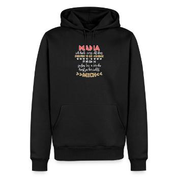 Maman Humour Famille Amour Dire Maman - Sweat à capuche Premium bio Homme - noir - Devant - Nico (187cm)