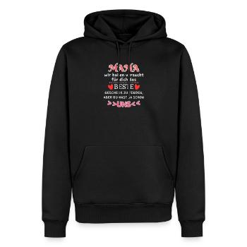 Maman Humour Famille Amour Dire Maman - Sweat à capuche Premium bio Homme - noir - Devant - Nico (187cm)