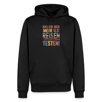 Ich Liebe Dich Mehr Als Reisen Humor - Männer Premium Bio Hoodie - Schwarz - Vorne - Nico (187cm)