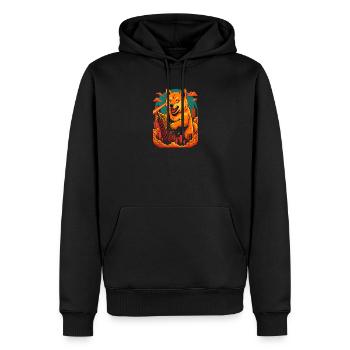 Laser Paws City Rampage, Shiba Inu Hund - Männer Premium Bio Hoodie - Schwarz - Vorne - Nico (187cm)