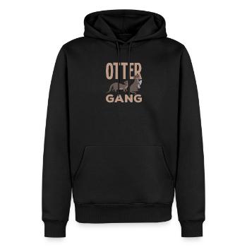 Seeotterbande Cartoon Otter - Männer Premium Bio Hoodie - Schwarz - Vorne - Nico (187cm)