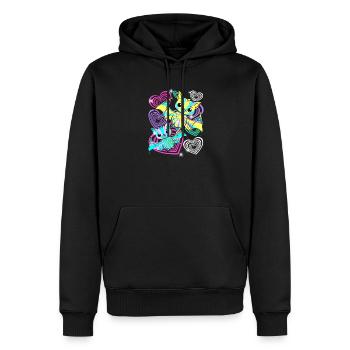 Retro Fledermäuse Halloween Kinder  - Männer Premium Bio Hoodie - Schwarz - Vorne - Nico (187cm)