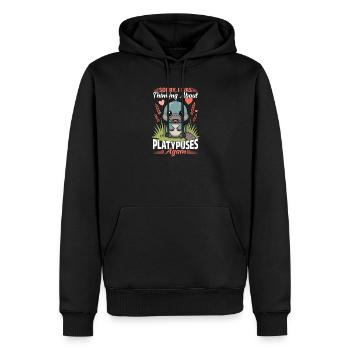 Esthétique amusante Kawaii Platypus - Sweat à capuche Premium bio Homme - noir - Devant - Nico (187cm)