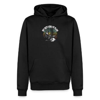 Mein Ruhestand Plan: Angler im Boot - Männer Premium Bio Hoodie - Schwarz - Vorne - Nico (187cm)
