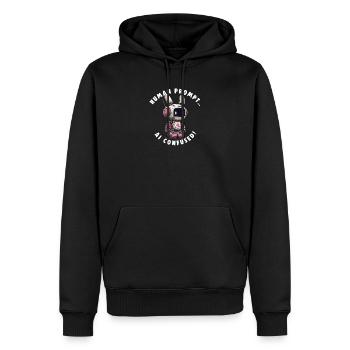 AI CONFUSED Nerds Promt Ingenieur - Männer Premium Bio Hoodie - Schwarz - Vorne - Nico (187cm)