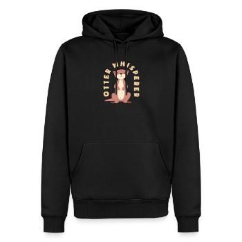 Seeotter Cartoon Flüsterer - Männer Premium Bio Hoodie - Schwarz - Vorne - Nico (187cm)