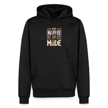 Le café est rompu – sommeil fatigué - Sweat à capuche Premium bio Homme - noir - Devant - Nico (187cm)