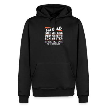 Sors d’ici, j’ai une sœur folle - Sweat à capuche Premium bio Homme - noir - Devant - Nico (187cm)