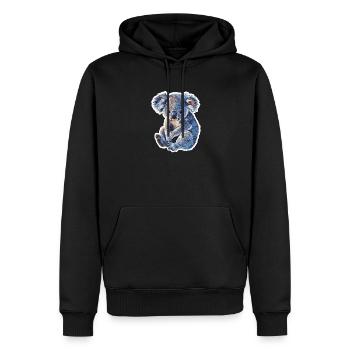 Koala - Männer Premium Bio Hoodie - Schwarz - Vorne - Nico (187cm)