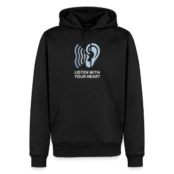 Écoutez avec votre cœur - Sweat à capuche Premium bio Homme - noir - Devant - Nico (187cm)