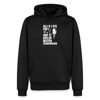 Tout le meilleur papa vous souhaite votre meilleur nageur - Sweat à capuche Premium bio Homme - noir - Devant - Nico (187cm)