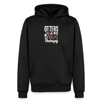 Seeotter Cartoon Therapie - Männer Premium Bio Hoodie - Schwarz - Vorne - Nico (187cm)