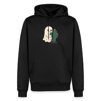 Fantôme étreignant les fleurs de cactus - Sweat à capuche Premium bio Homme - noir - Devant - Nico (187cm)