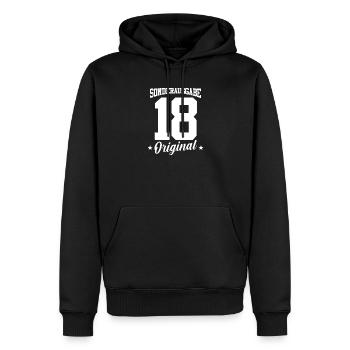 18 Anniversaire - Sweat à capuche Premium bio Homme - noir - Devant - Nico (187cm)