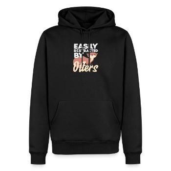 Seeotter Cartoon Abgelenkt Durch - Männer Premium Bio Hoodie - Schwarz - Vorne - Nico (187cm)