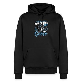 Funny Bird Goose - Männer Premium Bio Hoodie - Schwarz - Vorne - Nico (187cm)
